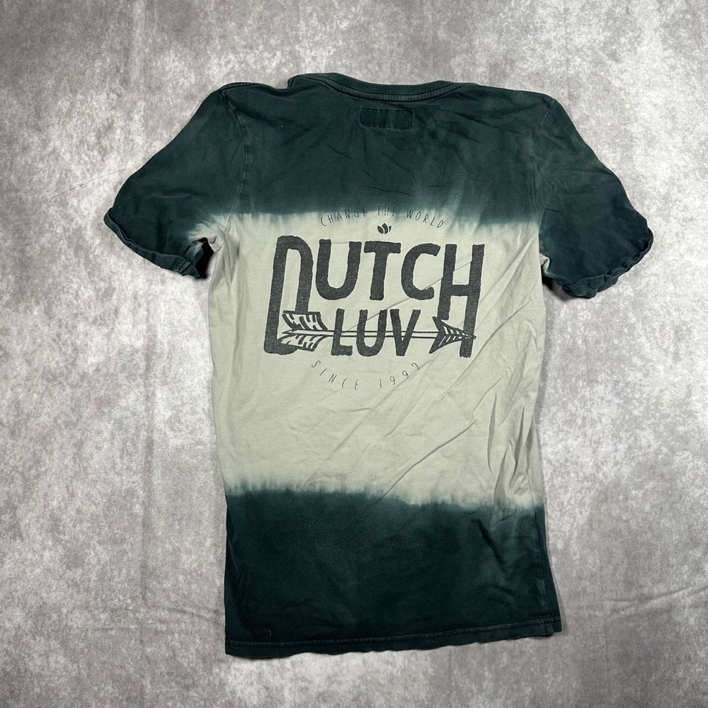 Vintage Dutch Bros Coffee Mens Medium Green Dip Dye Graphic T Shirt Luv Retro - Picture 2 of 7